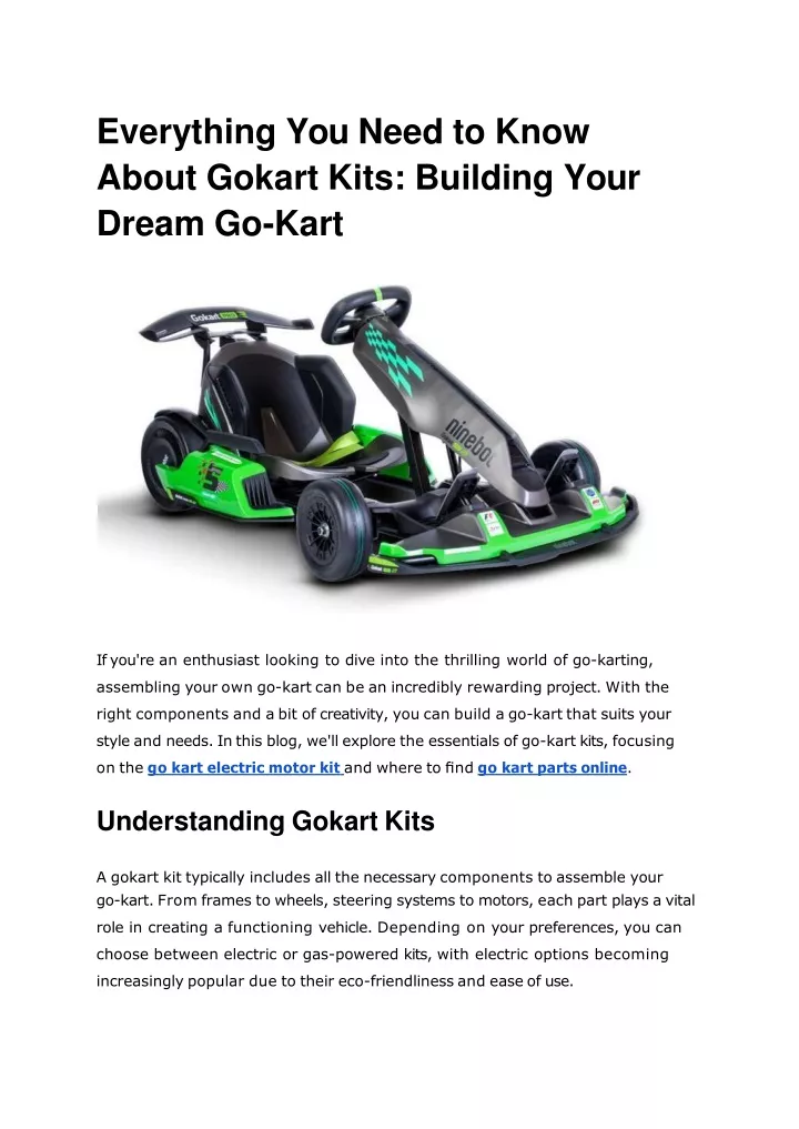 everything you need to know about gokart kits building your dream go kart