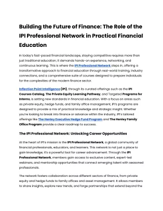 Building the Future of Finance_ The Role of the IPI Professional Network in Practical Financial Education (1)