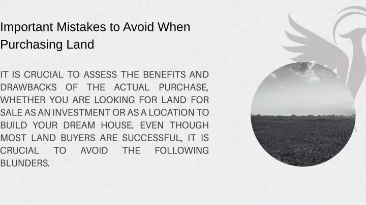 important mistakes to avoid when purchasing land