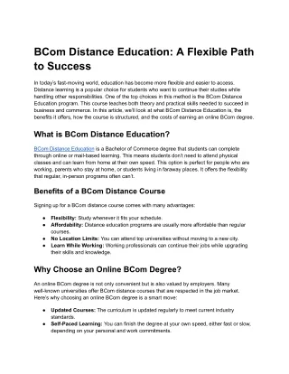 bcom distance education a flexible path to success
