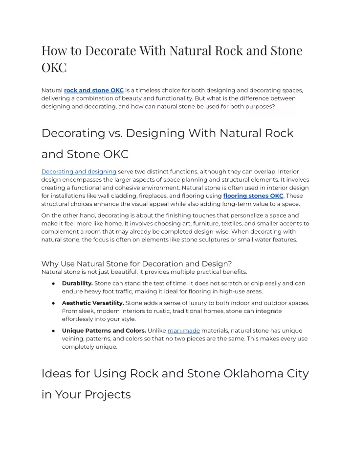 how to decorate with natural rock and stone okc