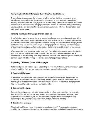 Navigating the World of Mortgages_ Everything You Need to Know