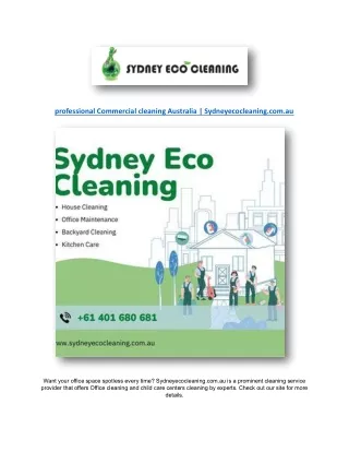 professional Commercial cleaning Australia | Sydneyecocleaning.com.au