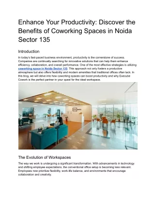 Enhance Your Productivity_ Discover the Benefits of Coworking Spaces in Noida Sector 135
