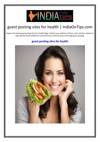 guest posting sites for health | IndiaOnTips.com