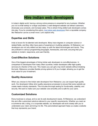 Hire Indian Web Developers