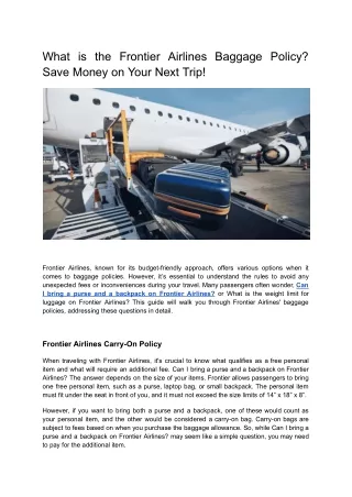 What is the Frontier Airlines Baggage Policy? Save Money on Your Next Trip!