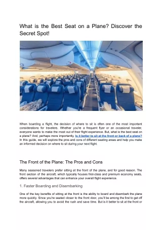 What is the Best Seat on a Plane? Discover the Secret Spot!