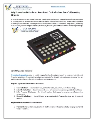 Promotional Calculators Are a Smart Choice for Your Brand