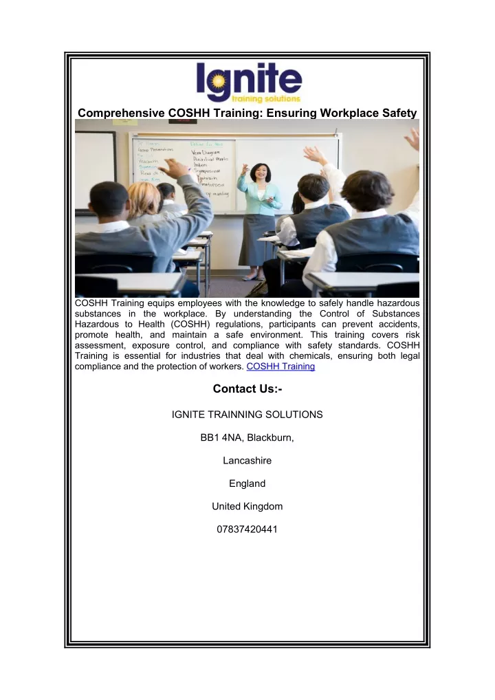 comprehensive coshh training ensuring workplace