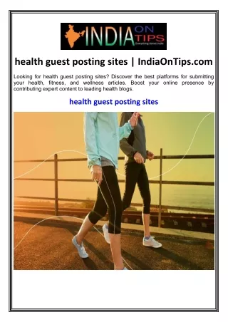 health guest posting sites | IndiaOnTips.com