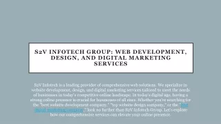 s2v infotech group web development design and digital marketing services