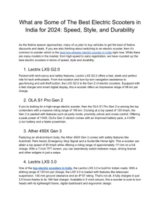 what are some of the best electric scooters