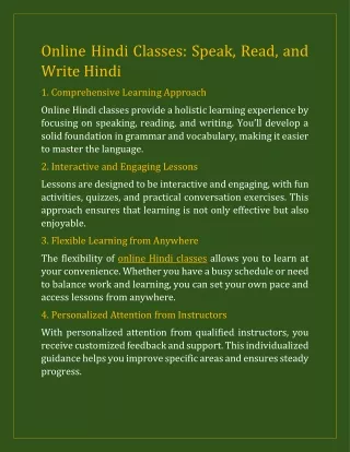 Online Hindi Classes- Speak, Read, and Write Hindi