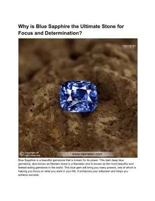 Why is Blue Sapphire the Ultimate Stone for Focus and Determination