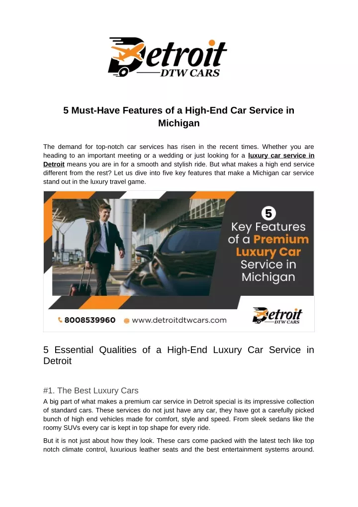 5 must have features of a high end car service