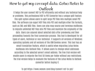 how to get my corrupt data lotus notes to outlook