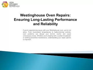 westinghouse oven repairs ensuring long lasting performance and reliability