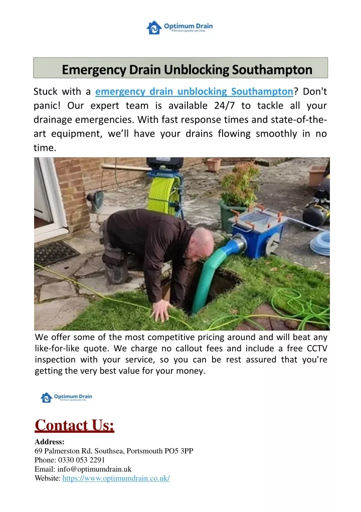 emergency drain unblocking southampton