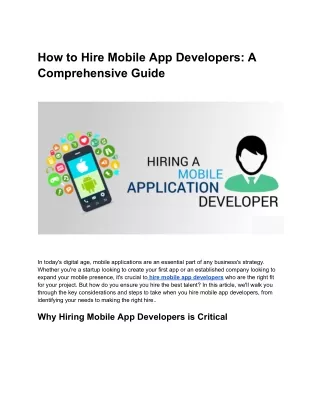 How to Hire Mobile App Developers: A Comprehensive Guide