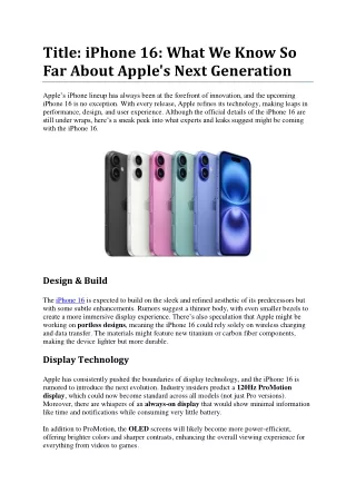 title iphone 16 what we know so far about apple