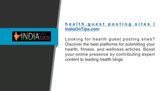health guest posting sites | IndiaOnTips.com