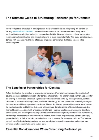 The Ultimate Guide to Structuring Partnerships for Dentists