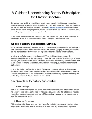 a guide to understanding battery subscription