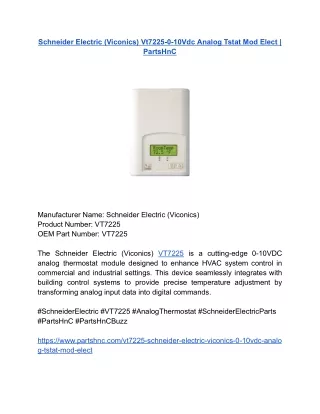 Schneider Electric (Viconics) Vt7225-0-10Vdc Analog Tstat Mod Elect _ PartsHnC