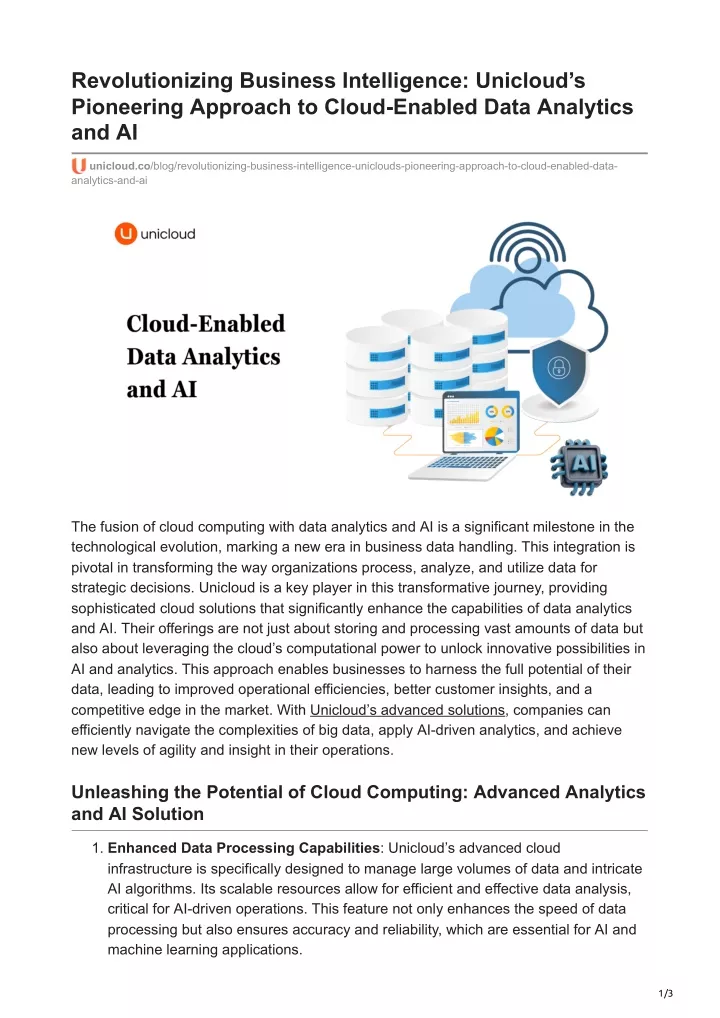 revolutionizing business intelligence unicloud