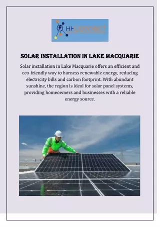 Solar Installation in Lake Macquarie