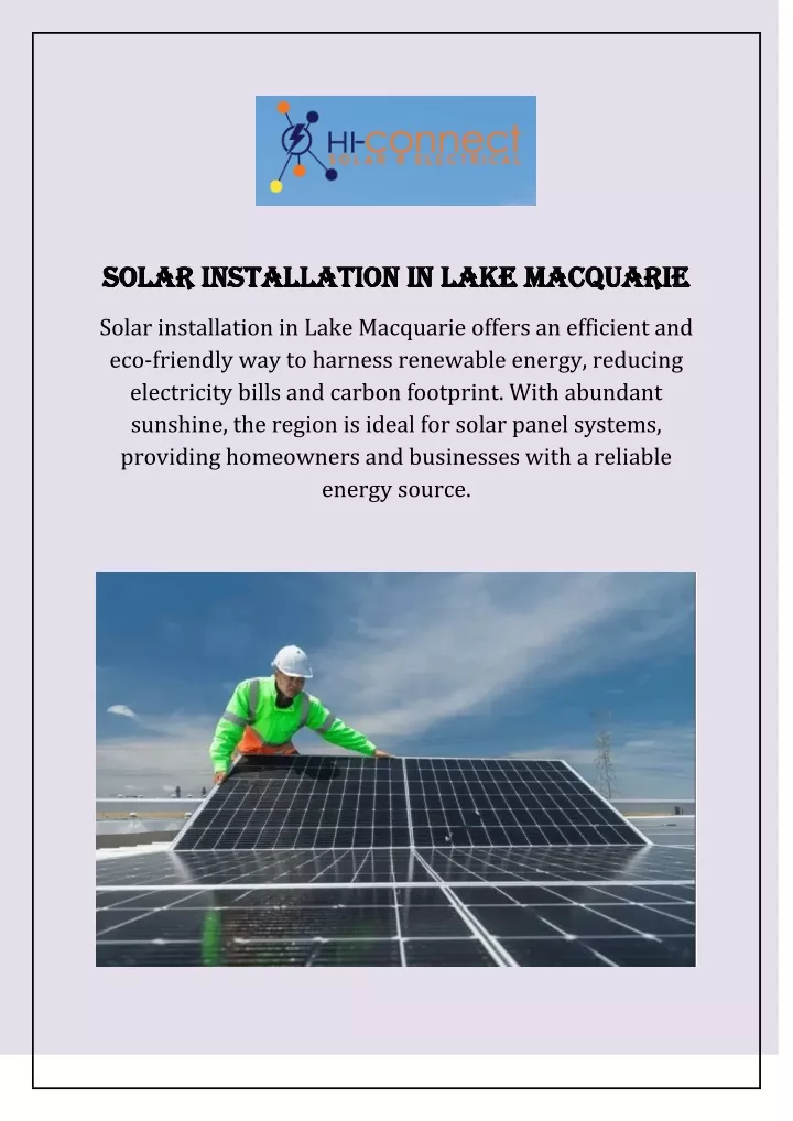 solar installation in lake macquarie solar