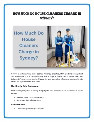 How Much Do House Cleaners Charge in Sydney