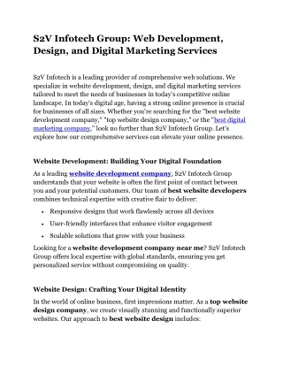 s2v infotech group web development design