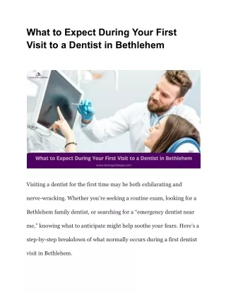 What to Expect During Your First Visit to a Dentist in Bethlehem