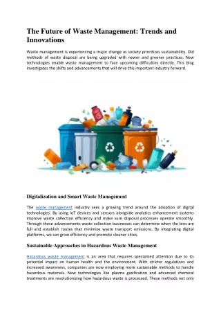 The Future of Waste Management: Trends and Innovations