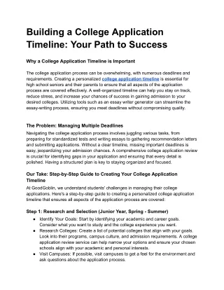 Building a College Application Timeline_ Your Path to Success