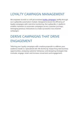 Loyalty Campaign Management