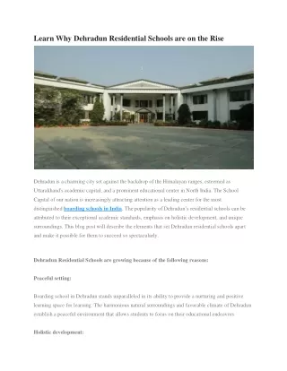 learn why dehradun residential schools