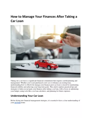 How to Manage Your Finances After Taking a Car Loan