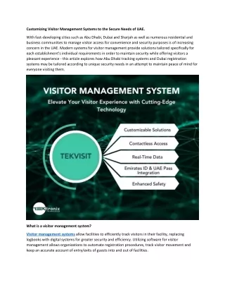 Tailoring Visitor Management Systems to Specific Security Needs in UAE