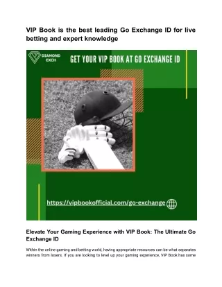 VIP Book is the best leading Go Exchange ID for live betting and expert knowledge