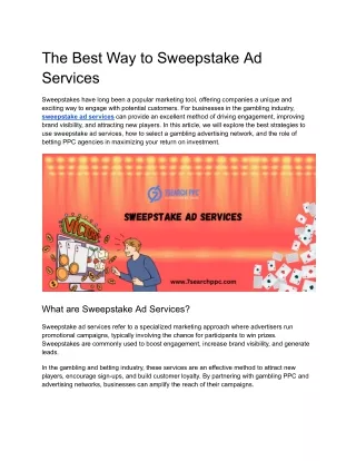 The Best Way to Sweepstake Ad Services