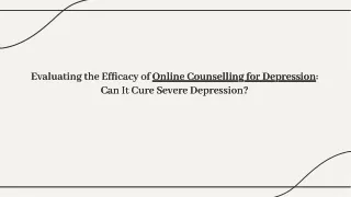 Can online counseling cure severe depression