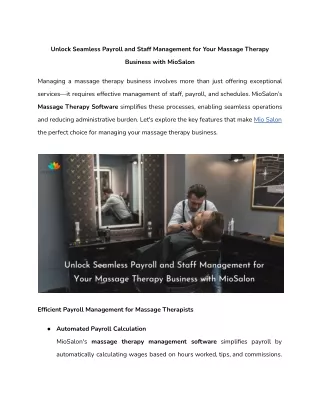 Unlock Seamless Payroll and Staff Management for Your Massage Therapy Business with MioSalon