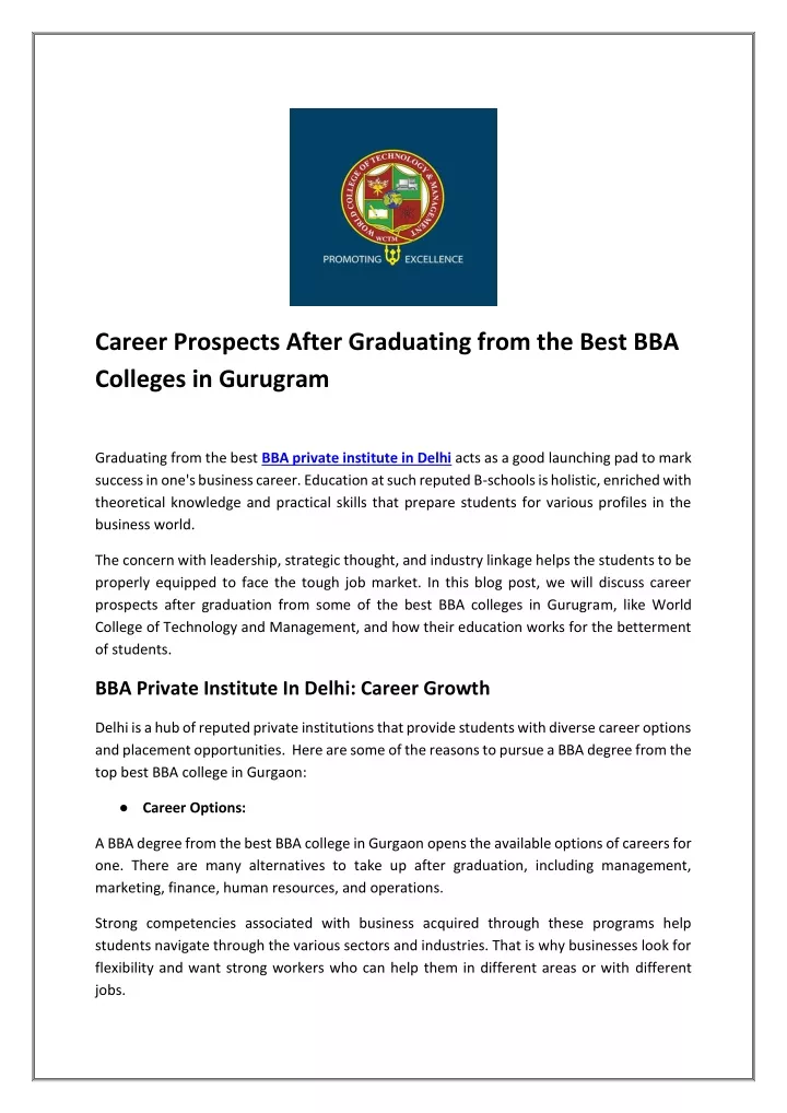 career prospects after graduating from the best