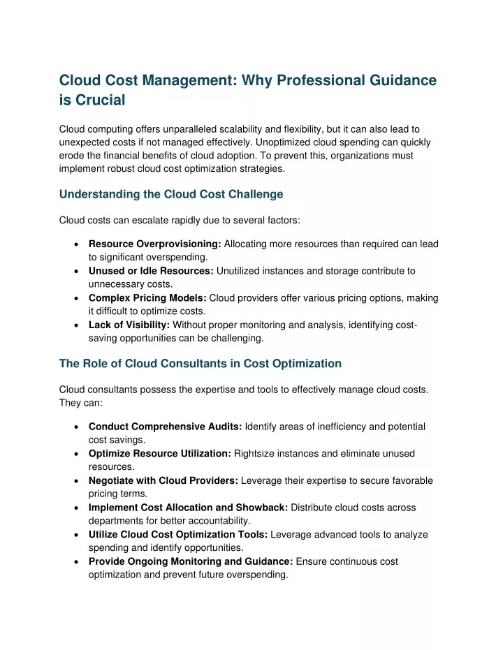 cloud cost management why professional guidance