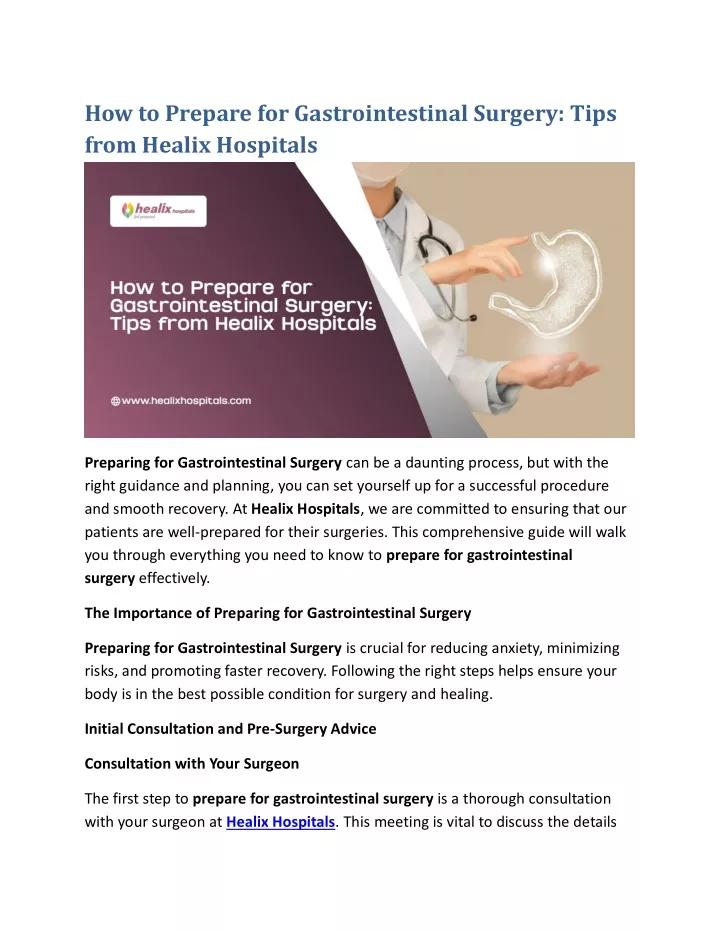 how to prepare for gastrointestinal surgery tips