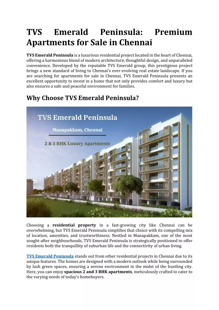 tvs apartments for sale in chennai