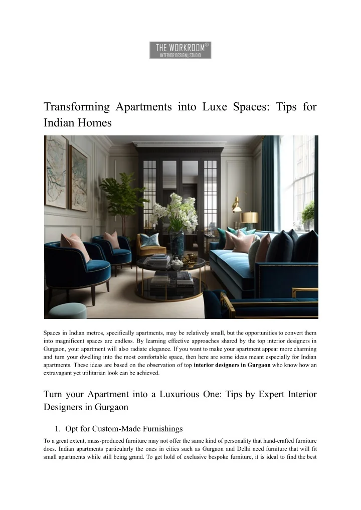 Picture of PPT - Transforming Apartments into Luxe Spaces_ Tips for Indian Homes ...